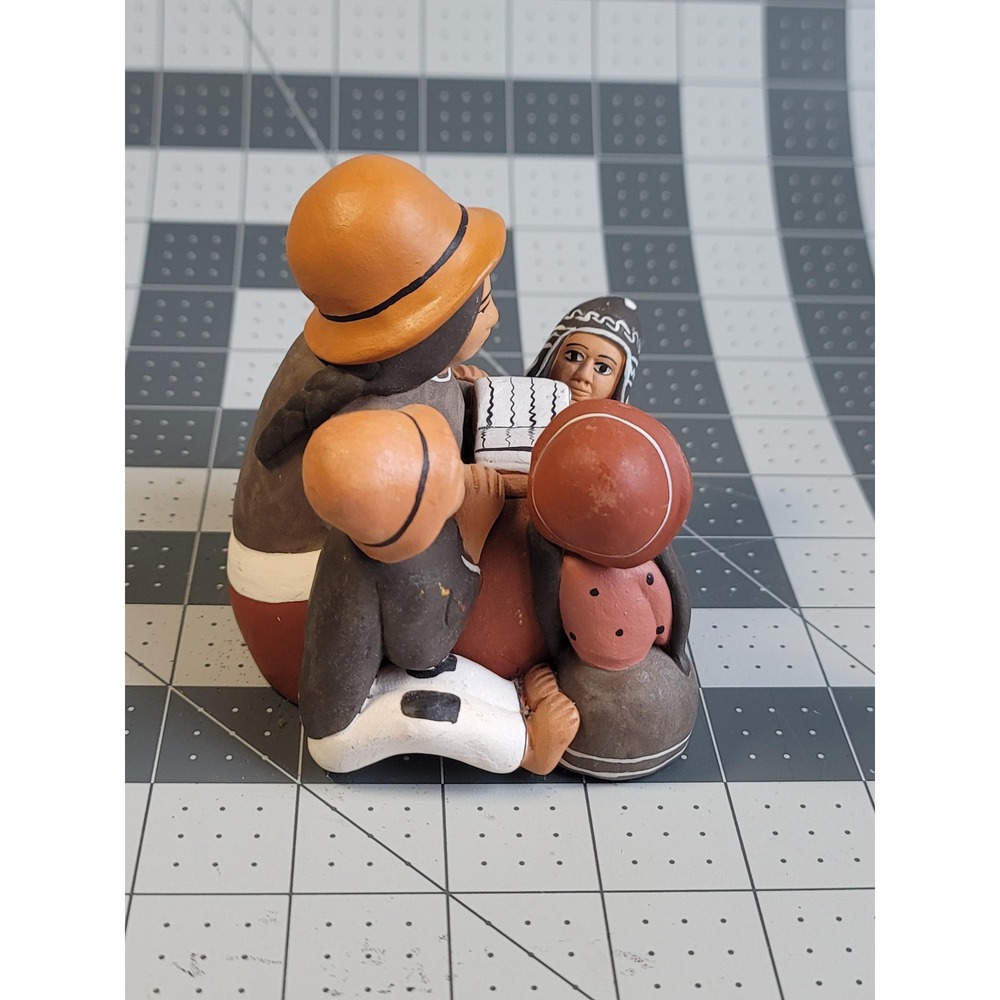 Folk Art Peru Pottery Redware Maurelio H Storyteller With Children - Picture 4 of 7